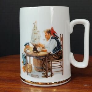 Vintage Norman Rockwell For a Good Boy Nautical Coffee Cup Mug 1985